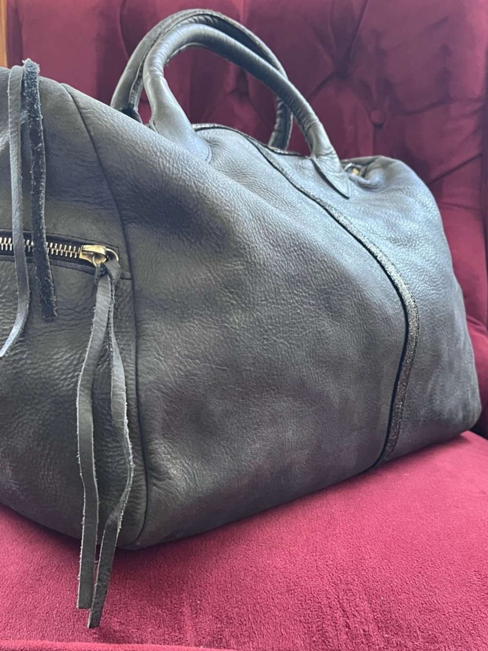 Aridza Bross leather handbag in a blue/grey with sparkle detailing - Picture 10 of 13